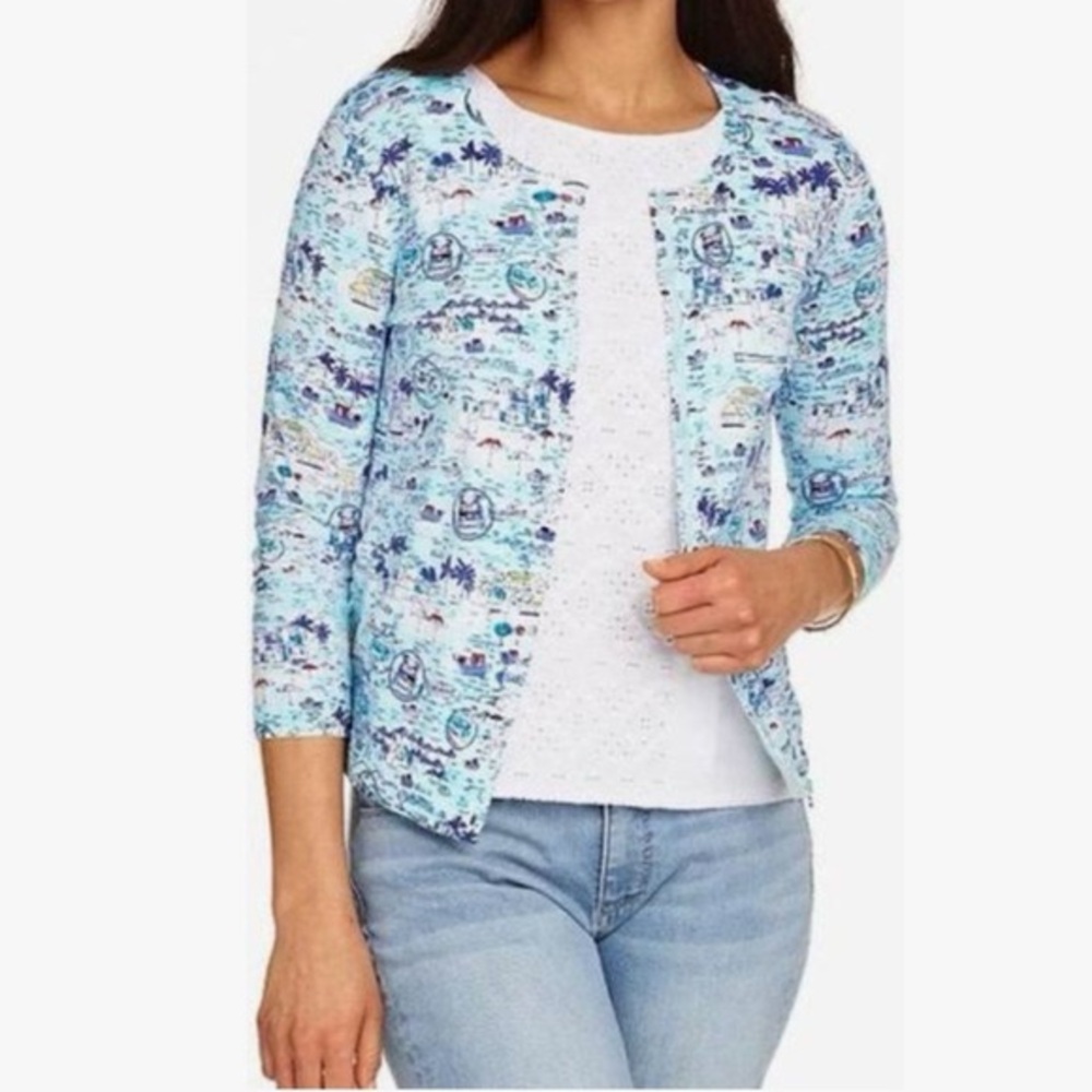 Talbots- Blue and White Patterned Cardigan Size Sp